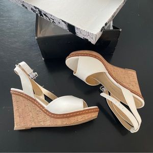 New w box CHINESE LAUNDRY white wedge espadrille sandal w cork platform sz 6.5